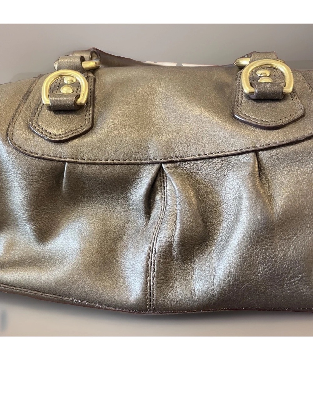 COACH Ashley Metallic Convertible Leather Satchel (F15445). Y2K 2way Purse - Picture 9 of 15